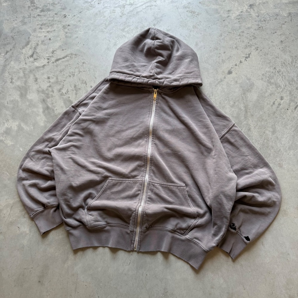 Brandy Melville Grey Oversized Full Zip Up Hoodie Faded Distressed One Size